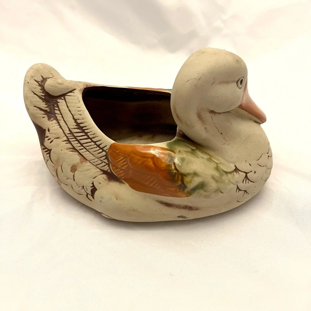 Vintage Ardco Bisque Mother Duck & Baby Planter Vintage EUC, Taiwan
